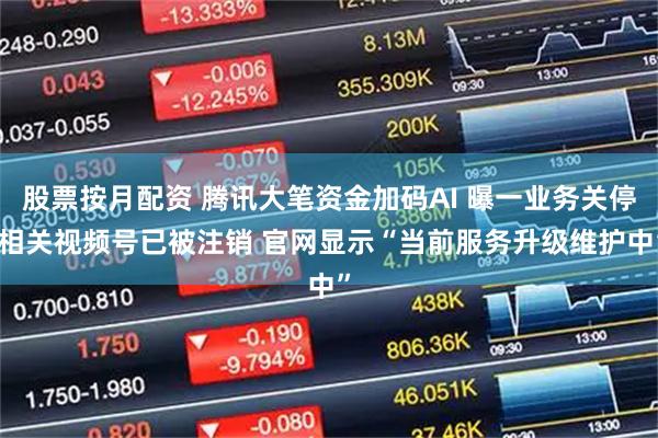 股票按月配资 腾讯大笔资金加码AI 曝一业务关停 相关视频号已被注销 官网显示“当前服务升级维护中”